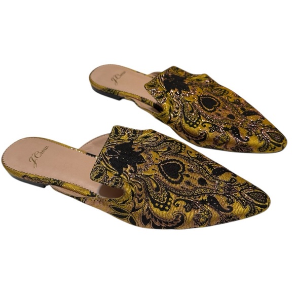 J. Crew Shoes - J. Crew Marina Marigold/Black Brocade Pointed Toe Flat Mules